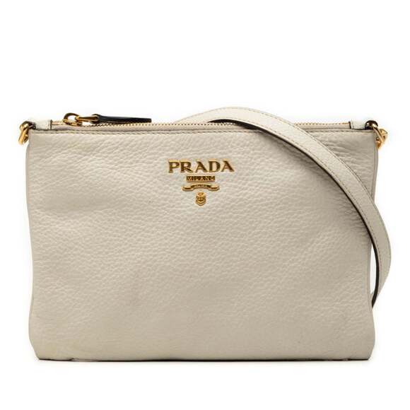 PRADA White Leather Shoulder Bag